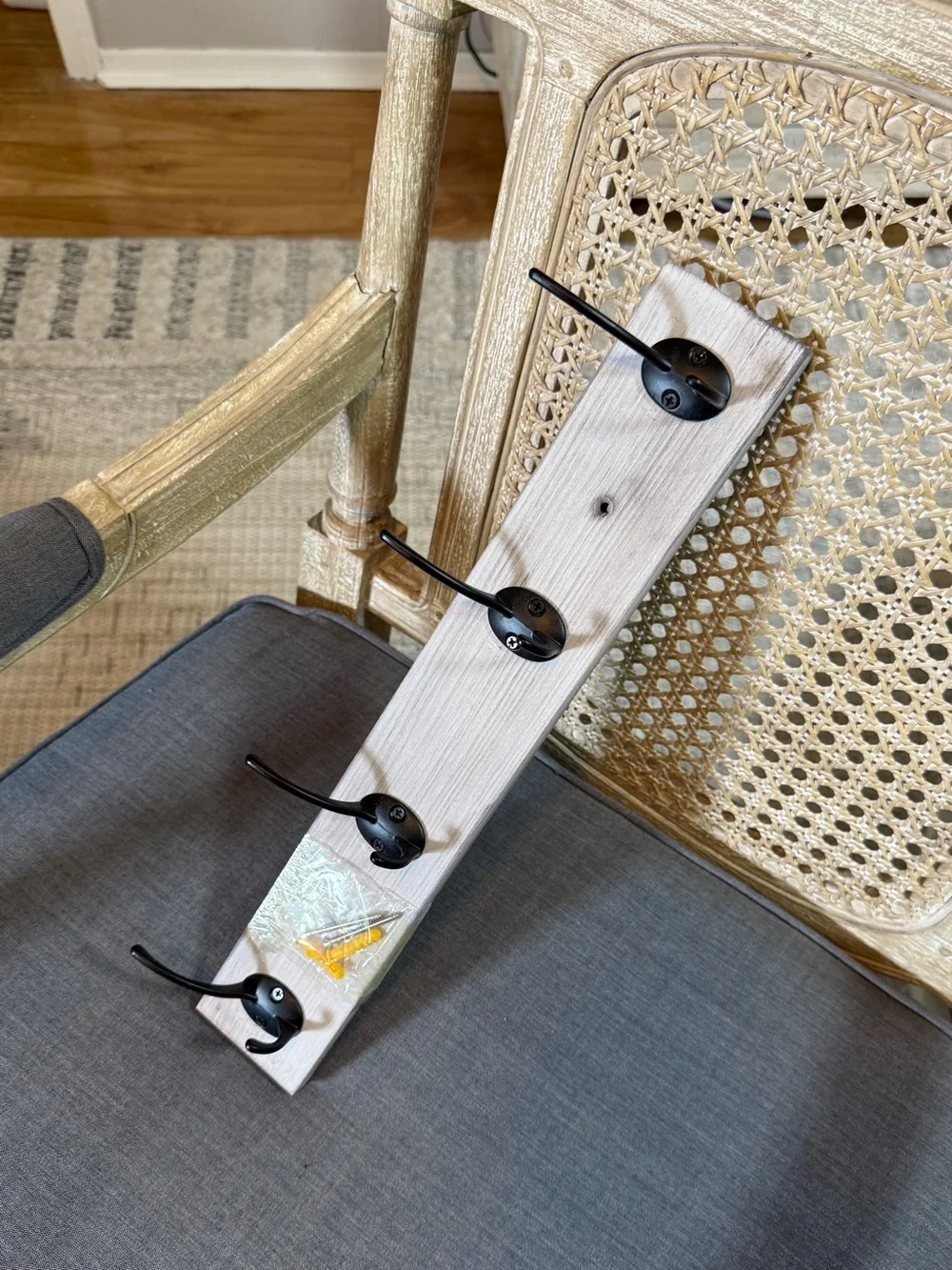 Weathered Wood Wall Hanger with Hooks